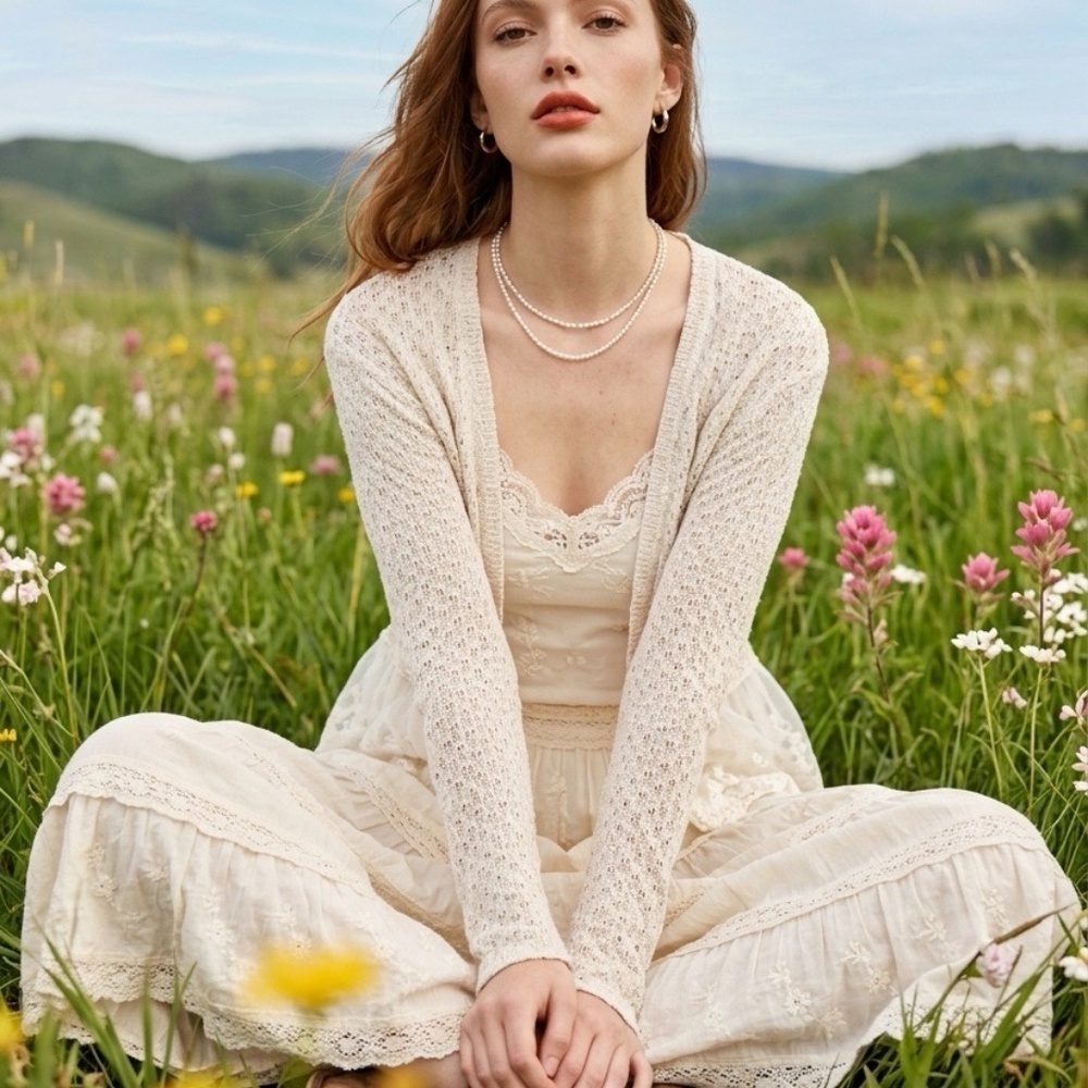 American Rag Fairy Ethereal Bohemian Cottage Prairie Twee Womens Cardigan Small